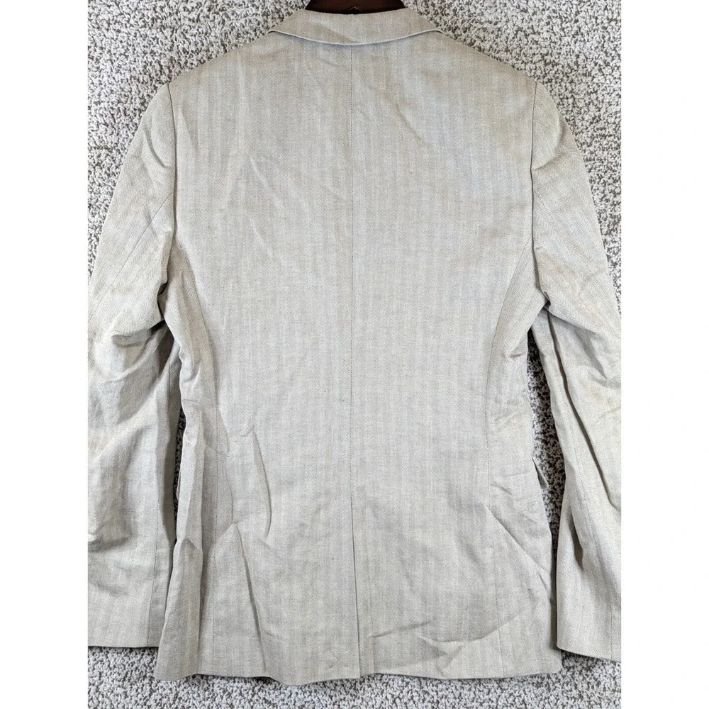 Ted Baker Linen Blend Sport Coat Size 1‎ 34R Herringbone Gray NWT